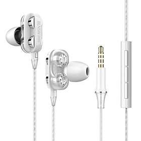 Dual Driver 3.5MM in-Ear Wired Earphones HiFi Stereo Bass Earbuds Headphones with Microphone for Phone Computer Headset