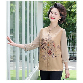 Áo sơ mi nữ trung niên cao cấp cho mẹ cho bà, hoa thược dược mới loại 1_A470