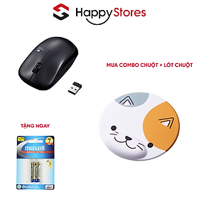 Combo Chuột Không Dây Elecom M-IR07DR và Bàn di chuột có kê cổ tay ELECOM MP-AN01 (Tặng kèm vỉ 2 viên pin Maxell AAA) - Hàng chính hãng