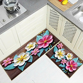 Thảm Lau Chân Nhà Bếp - Set 2 Thảm Lau Chân Nhà Bếp Cao Cấp Chống Trơn Trượt, Thấm Hút Tốt Đế Cao Su Chống Trơn Trượt - HÀNG CHÍNH HÃNG