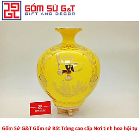 Bình hút tài lộc tứ cảnh Phúc Đức Tài Lộc vẽ vàng kim Gốm Sứ G&T