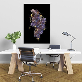 Mua Tranh treo tường ép kim sa cá chép hóa rồng  - tranh tro phòng khách - phòng ngũ- khách sạn viền khung composite - tặng kèm sét đinh 3 chân THD33