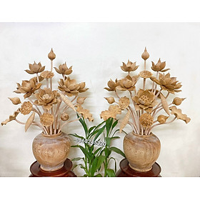 Mua 2 bình hoa sen 21 cành trang trí phòng khách  phòng thờ bằng gỗ ngọc am để mộc lên tuyết thơm phức đẹp long lanh