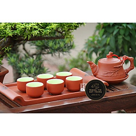Mua Bộ Ấm Chén Trà Đạo Gốm Tử Sa Bát Tràng Đắp Nổi Trúc Đoạn Dáng Trúc Đoạn Dung Tích 350ml (Bộ Ấm Chén) ATSML 07.1