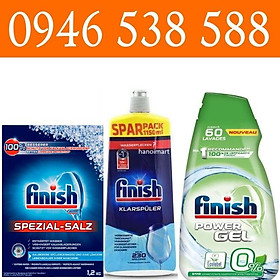 Combo Nước rửa chén Hữu cơ cho máy 900ml + Muối rửa chén Finish 1.2kg + Nước làm bóng finish 1150ml