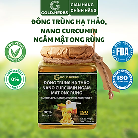 Hàng chính hãng - Đông trùng hạ thảo, Nano Curcumin ngâm mật ong rừng GoldzHerbs, 100% mật ong nguyên chất – Hũ 300g/ Hộp 15 gói