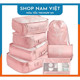 Bộ 7 Túi Đựng Đồ Du Lịch Phân Loại Ngăn Nắp Dành Cho Vali - Hồng cá hồi 2022