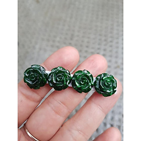 Bộ Lắc tay Hình Bông Hồng Nổi Đẹp 4 Viên Chất Liệu 100% Đá Cẩm Thạch Tự Nhiên 14,5mm Màu Xanh Đậm Đẹp Rất Sang Nữ về Lên Lắc Tay đeo đẹp ạ