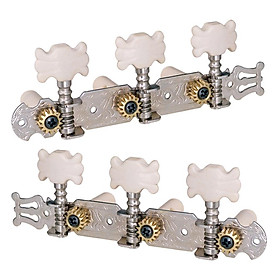 2pcs Classical Guitar Tuning Pegs Keys Machine Heads Tuner with White Button