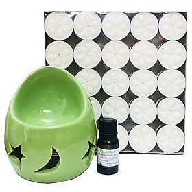 Mua Combo Đế Đốt Tinh Dầu Hình Trứng Kèm 10ml Tinh Dầu Và 50V Nến 4-5 Giờ làm tự cọ palm