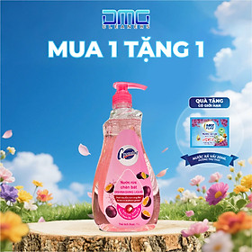 MUA 1 TẶNG 1: Chai Nước Rửa Chén Bát Gleaming Hương Chanh Dây 1L TẶNG 1 Dây 10 Gói Xả Hương Thư Thái