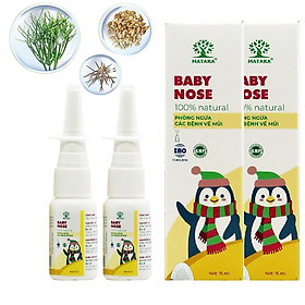Combo 2 lọ xịt mũi viêm xoang, viêm mũi dị ứng cho trẻ em Matara Baby Nose, sản phẩm từ thiên nhiên, không gây đau buốt, an toàn cho trẻ khi sử dụng