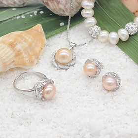 Bộ Trang Sức Ngọc Trai T-4 Ánh Cam Bảo Ngọc Jewelry (Freesize)