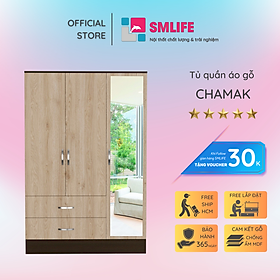 Tủ quần áo gỗ 3 cánh hiện đại SMLIFE Chamak