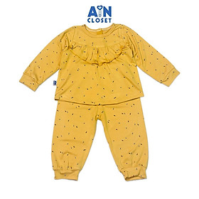 Bộ quần áo dài bé gái họa tiết Chấm bèo vàng thun cotton - AICDBGH0L6BP - AIN Closet