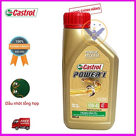 Dầu nhớt xe máy, xe số cao cấp tổng hợp Castrol Power 1 4T 10W-40 lon 800ml