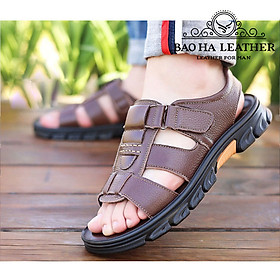 Dép nam quai ngang da thật BHD2512 Dép nam trung niên