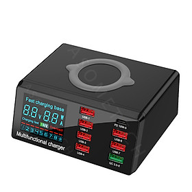 100W 8 Ports USB Charger Quick Charge 3.0 Adapter HUB Wireless Charger Charging Station PD Fast Charger
