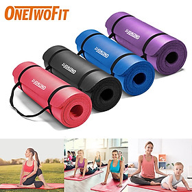 OneTwoFit Thảm tập yoga chống trượt dày 10mm có túi đựng yoga mat 183cm x 61cm OT059