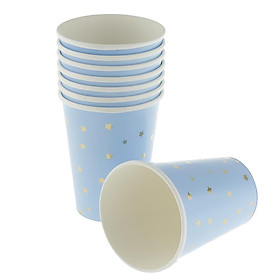 8 Pieces Gilding Star Disposable Paper Cup Birthday Tableware Dark Blue