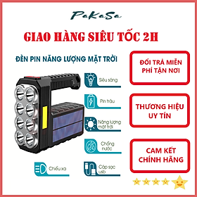 Mua Đèn Pin Cầm Tay Siêu Sáng 4 Chế Độ Chống Thấm Nước  Cổng Sạc USB Kết Hợp Năng Lượng Mặt Trời - Hàng Chính Hãng