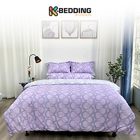 Bộ ga giường  KBedding by Everon KMTP 116 Microtencel Xám phối tím (4 món) -180x200cm