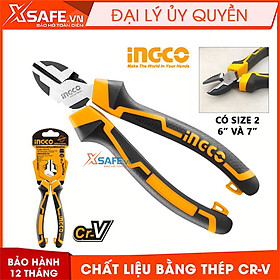 Kìm cắt cách điện cao cấp INGCO 6" 7". Kềm cắt đứt chất liệu thép CrV chống rỉ sét siêu cứng tay cầm cao su mềm