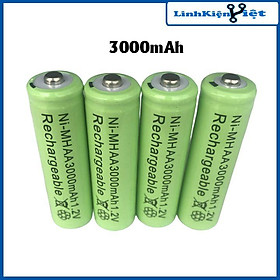 Pin sạc Ni-MH AA điện áp 1.2V dung lượng lớn 1800mA/3000mA/3800mA tùy chọn (giá/1viên)