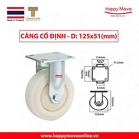 Mua Bánh xe đẩy nhựa POP tải nặng càng cố định - 100-125-150-200mm - Happy Move Thái Lan