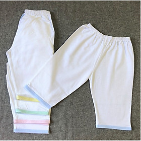 (J13QD) QUẦN DÀI COTTON TRẮNG VIỀN CHO BÉ 3-11kg - JOU - S3 (8-10kg)