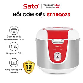 Nồi Cơm Điện SATO 18Q023 (G) 1.8L - Thiết kế quai xách chắc chắn, chống tràn tốt, nút điều khiển đơn giản, tiện dụng - Miễn phí vận chuyển toàn quốc - Hàng chính hãng