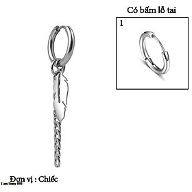 Bông tai nam inox cao cấp 1 chiếc Kpop thép không gỉ bấm lổ tai