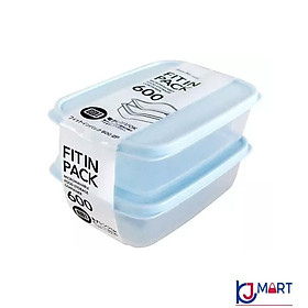 Mua Set 2 hộp nhựa đựng thực phẩm Fitin Pack 600ml nắp dẻo màu xanh mint - Nội địa Nhật Bản