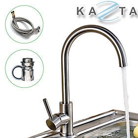 Mua Vòi rửa bát nóng lạnh Kazta KZ-7102 cổ tròn inox 304 kèm 2 dây cấp nóng lạnh