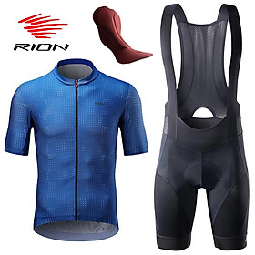 Rion Cycling Jersey Set Man Ciclismo MTB Mountain Bike Xe đạp Quần áo đẹp đàn ông Gel Pad Bib Short Bike mặc khoảng cách trung bình Color: C013001black set Size: EU Size-XL