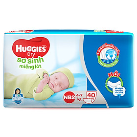 Miếng Lót Sơ Sinh Huggies Dry Newborn 2 - 40 (40 Miếng) - Bao Bì Mới