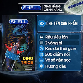 Bao cao su Shell Dino Trice - 1 bao gai, 2 vòng bi + 1 bao Shell Performax (Hộp 2 cái) | SHELL CHÍNH HÃNG