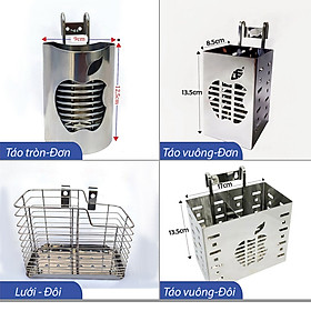 Ống Đũa Khay Đựng Đũa Muỗng Thìa Inox Treo Tường Hoặc Gắn Kệ Chén - Nhiều mẫu hình vuông, tròn, mặt táo