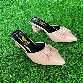 Sục nữ gót vuông 7cm khóa chữ H mũi nhọn Trường Hải SN115