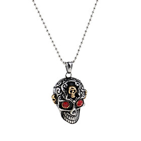 Gothic  Red  Stainless Steel Pendant Ball Chain Necklace