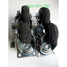Mua Bộ 4 bánh xe đẩy Cao su 100x38mm xoay 360 độ   Chịu lực 200kg  có khóa chống trơn trượt