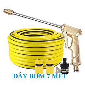 Bộ dây vòi xịt nước rửa xe, tưới cây . tăng áp 3 lần, loại 7m, 10m 206701-3 đầu đồng,cút+tặng túi đựng bút