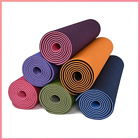 Thảm tập Yoga TPE 2 lớp 8mm thảm dầy dặn đàn hồi cao bám dính tốt dễ dàng vệ sinh không mùi chống trơn trượt cao su tự nhiên 