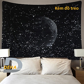 Thảm trang trí tranh vải treo tường họa tiết dải ngân hà bầu trời sao decor phòng nhà cửa, dán tường, cạnh giường