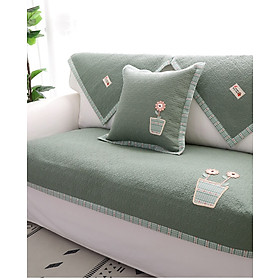 Mua Thảm sofa - Giỏ hoa 2 bông - Xanh lá - TSF113