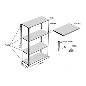 Kệ V lỗ 4 Tầng ( V3 Mâm 30cm x 100cm chiều cao khách tự chọn ). kệ tủ V lỗ,kệ đựng hàng,kệ trưng hàng