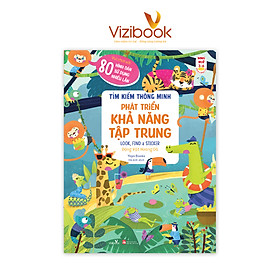 Sách cho bé - Tìm Kiếm Thông Minh - Phát Triển Khả Năng Tập Trung LOOK, FIND & STICKER - Động vật hoang dã - Sách song ngữ - Dành cho trẻ 3-6 tuổi - Vizibook