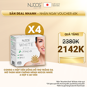 Combo 4 hộp Viên uống hỗ trợ trắng da mờ thâm nám chống nắng Nucos White 60 viên