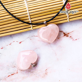 Mặt dây chuyền hình trái tim đá thạch anh hồng - Ngọc Quý Gemstones