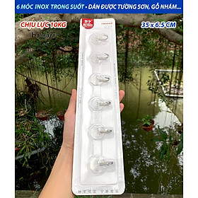 Móc Treo Quần Áo Dán Tường Tường 6 Nhánh Treo Khăn Phòng Tắm Nhà Bếp Đa Năng Siêu Dính Chịu Tải Lớn TẶNG Thanh Cán